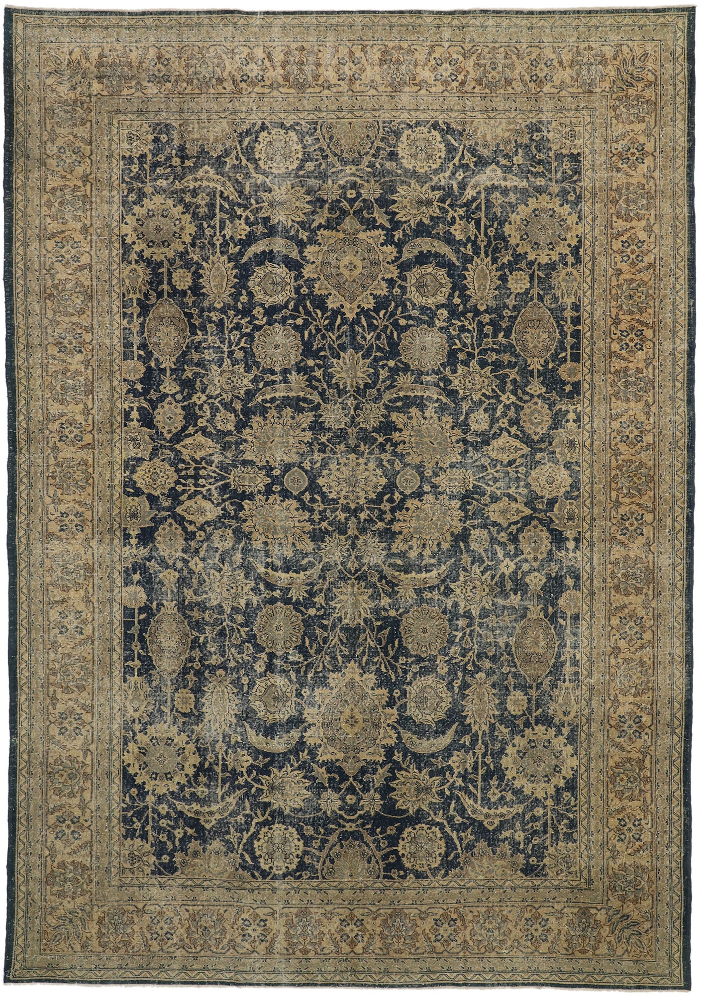 10 x 14 - Navy Blue Vintage Turkish Sivas Rug - 50877