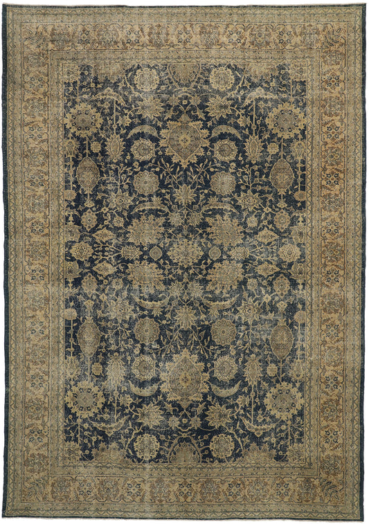 10 x 14 - Navy Blue Vintage Turkish Sivas Rug - 50877