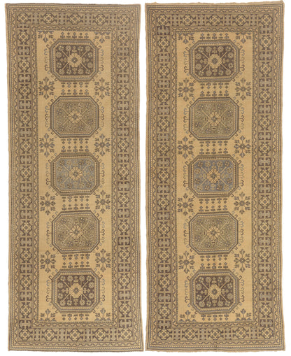 5 x 12 - Tan Vintage Turkish Oushak Rug - 50920