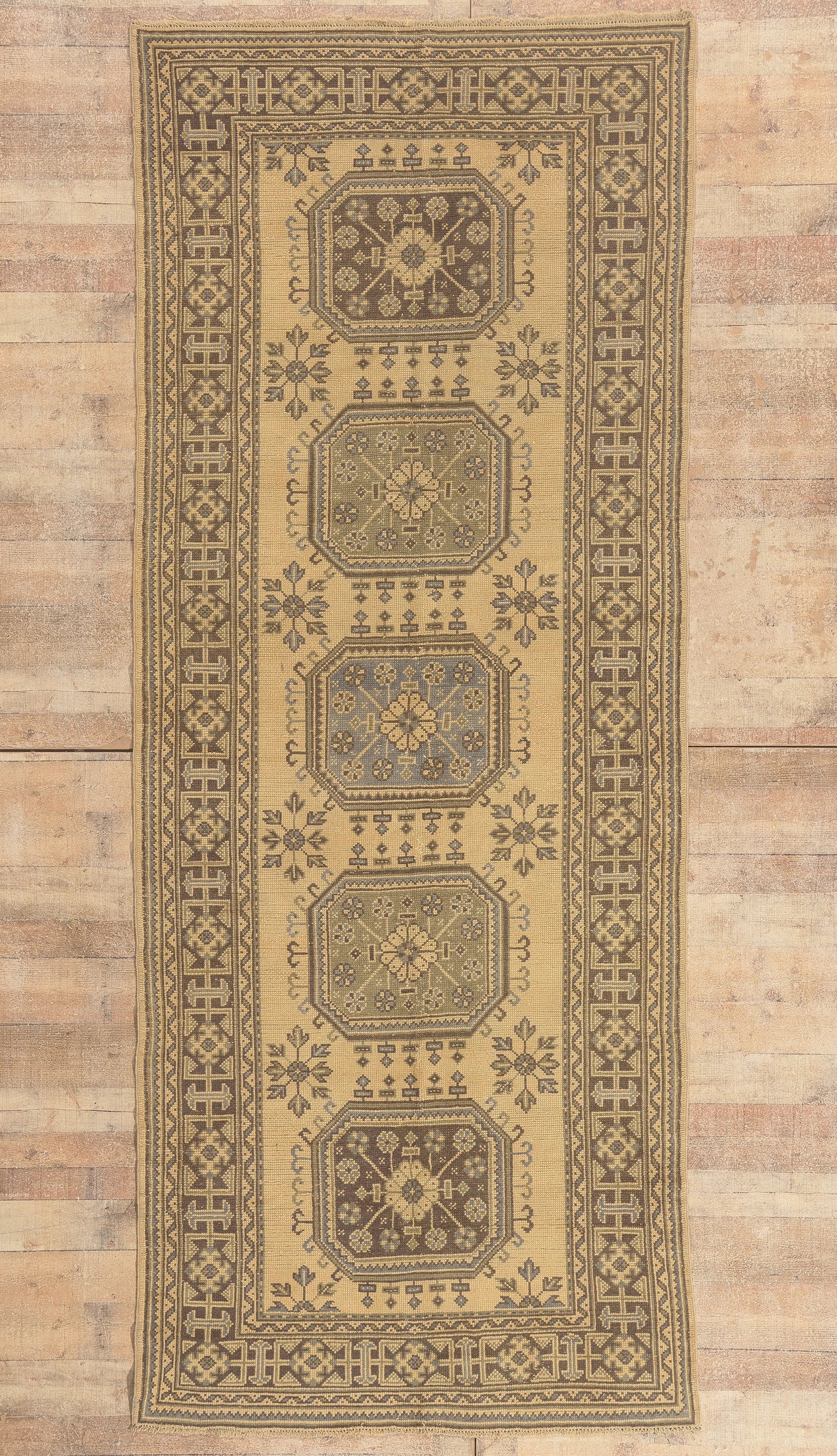 5 x 12 - Tan Vintage Turkish Oushak Rug - 50921
