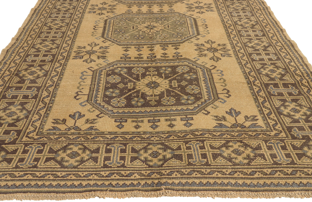 5 x 12 - Tan Vintage Turkish Oushak Rug - 50921