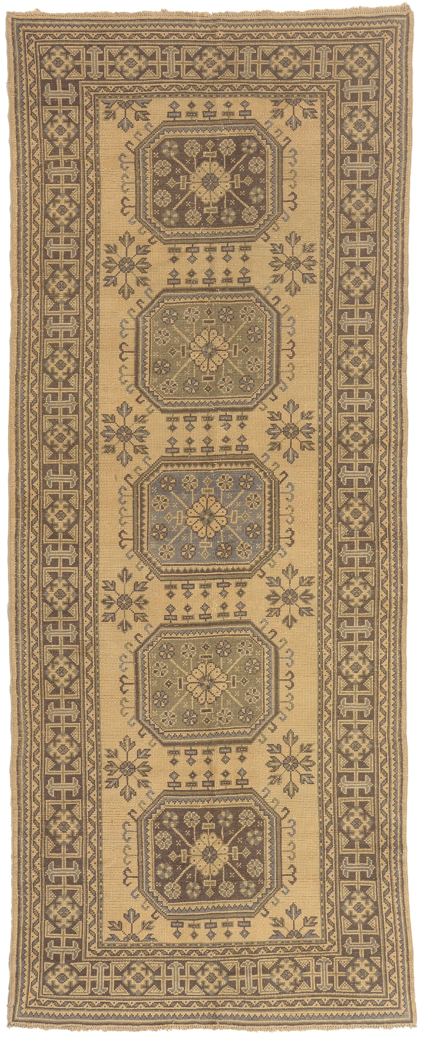 5 x 12 - Tan Vintage Turkish Oushak Rug - 50921