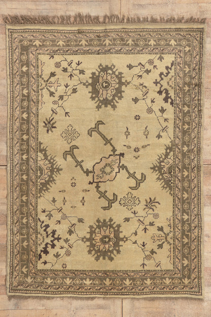 6 x 8 - Beige Vintage Turkish Oushak Rug - 50925