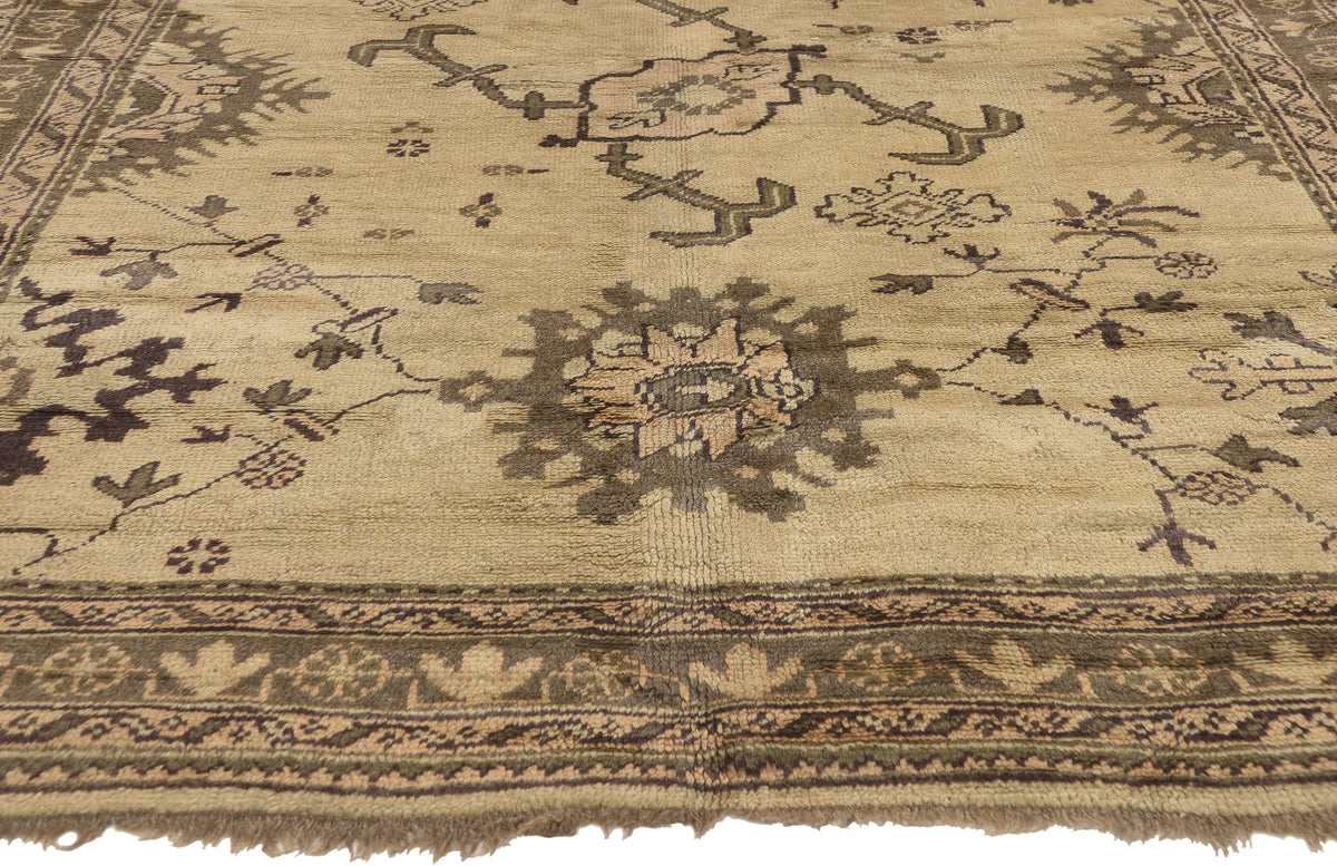 6 x 8 - Beige Vintage Turkish Oushak Rug - 50925