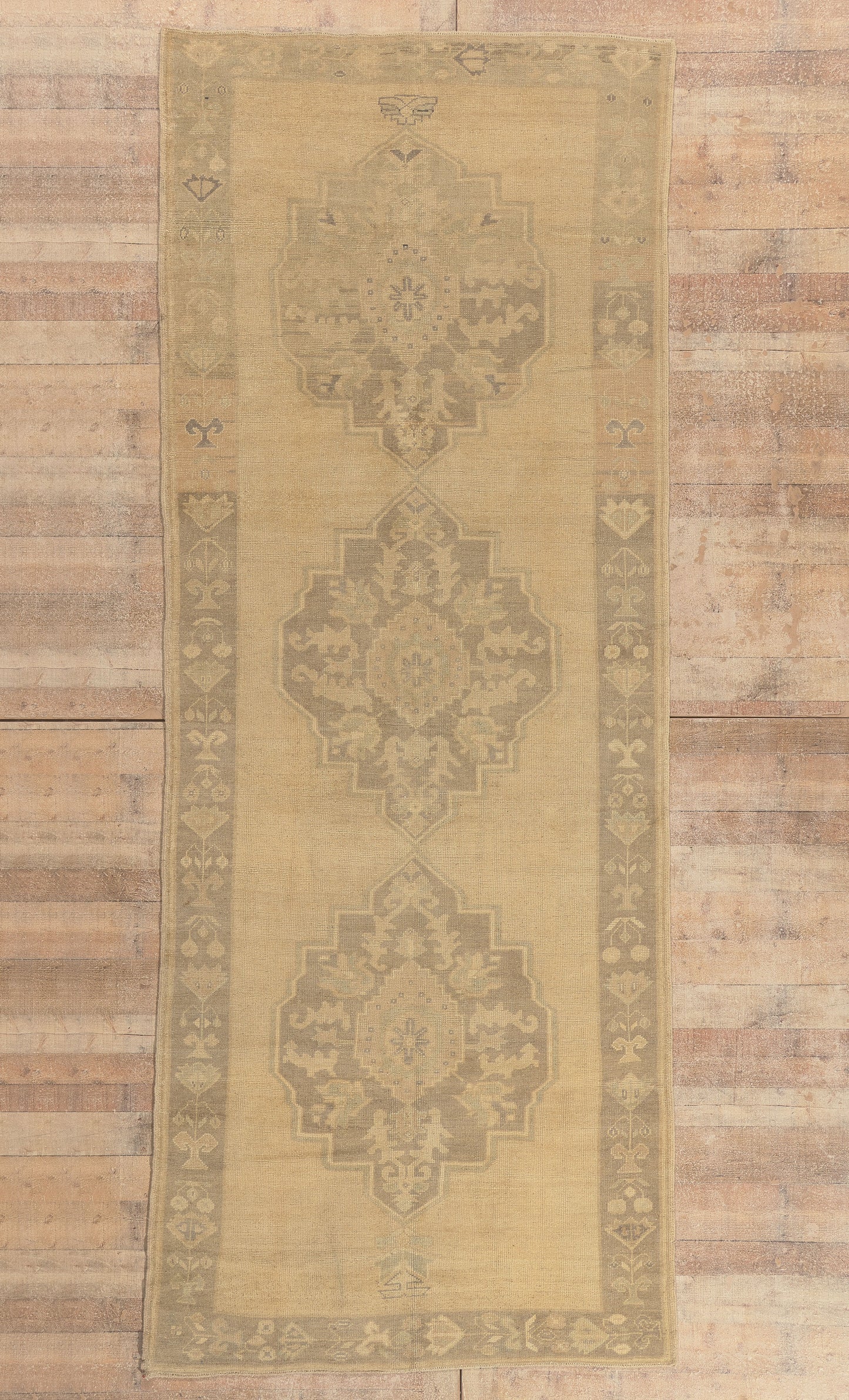 5 x 13 - Tan Vintage Turkish Oushak Rug - 51021