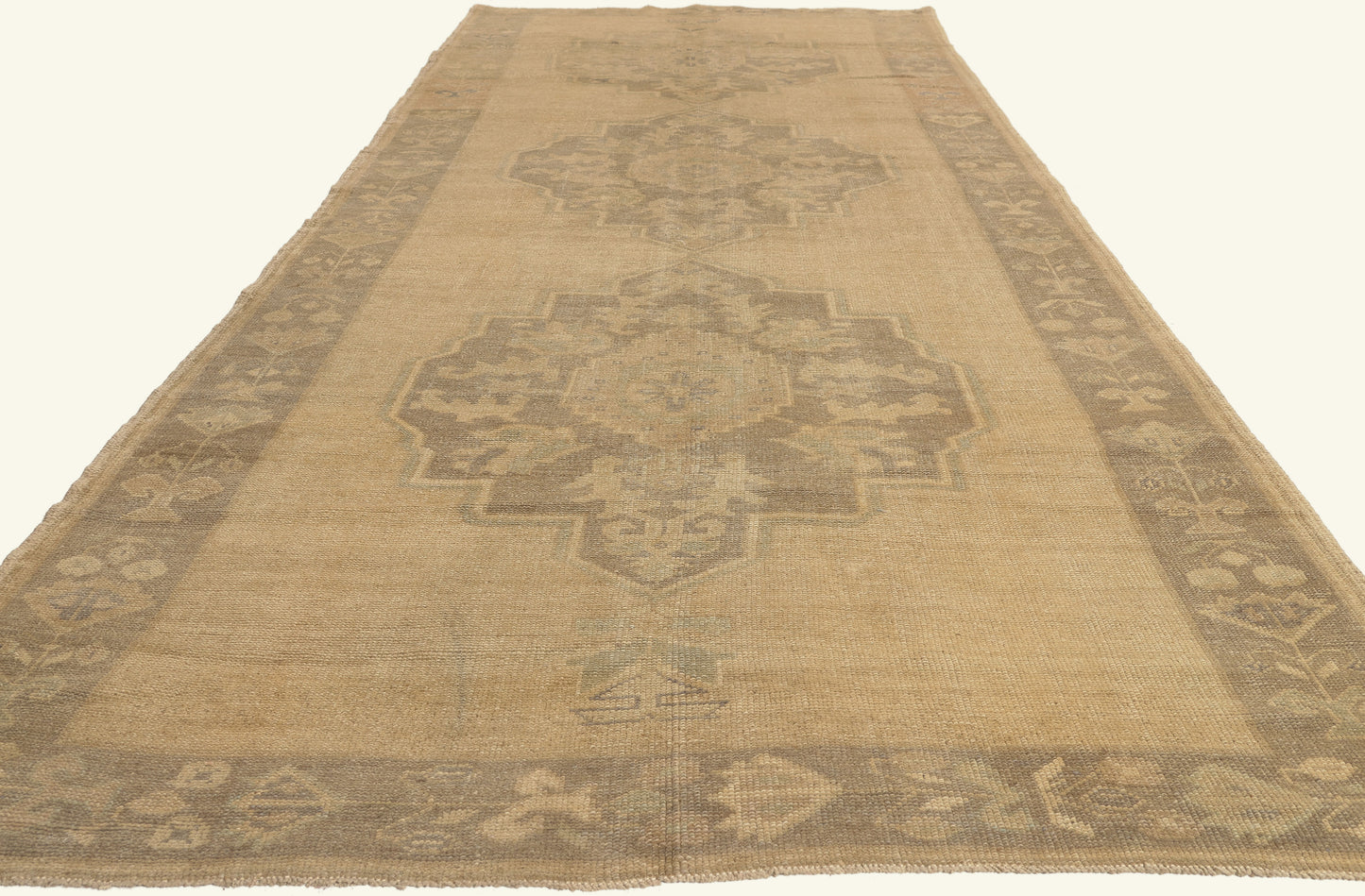 5 x 13 - Tan Vintage Turkish Oushak Rug - 51021