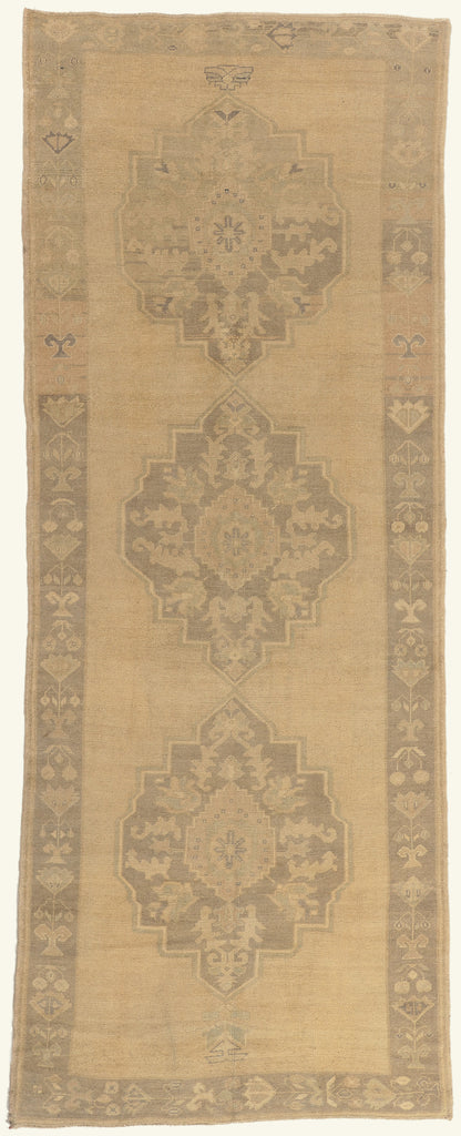 5 x 13 - Tan Vintage Turkish Oushak Rug - 51021