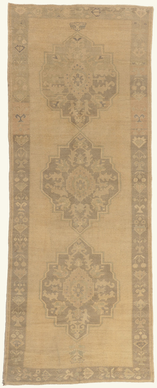 5 x 13 - Tan Vintage Turkish Oushak Rug - 51021