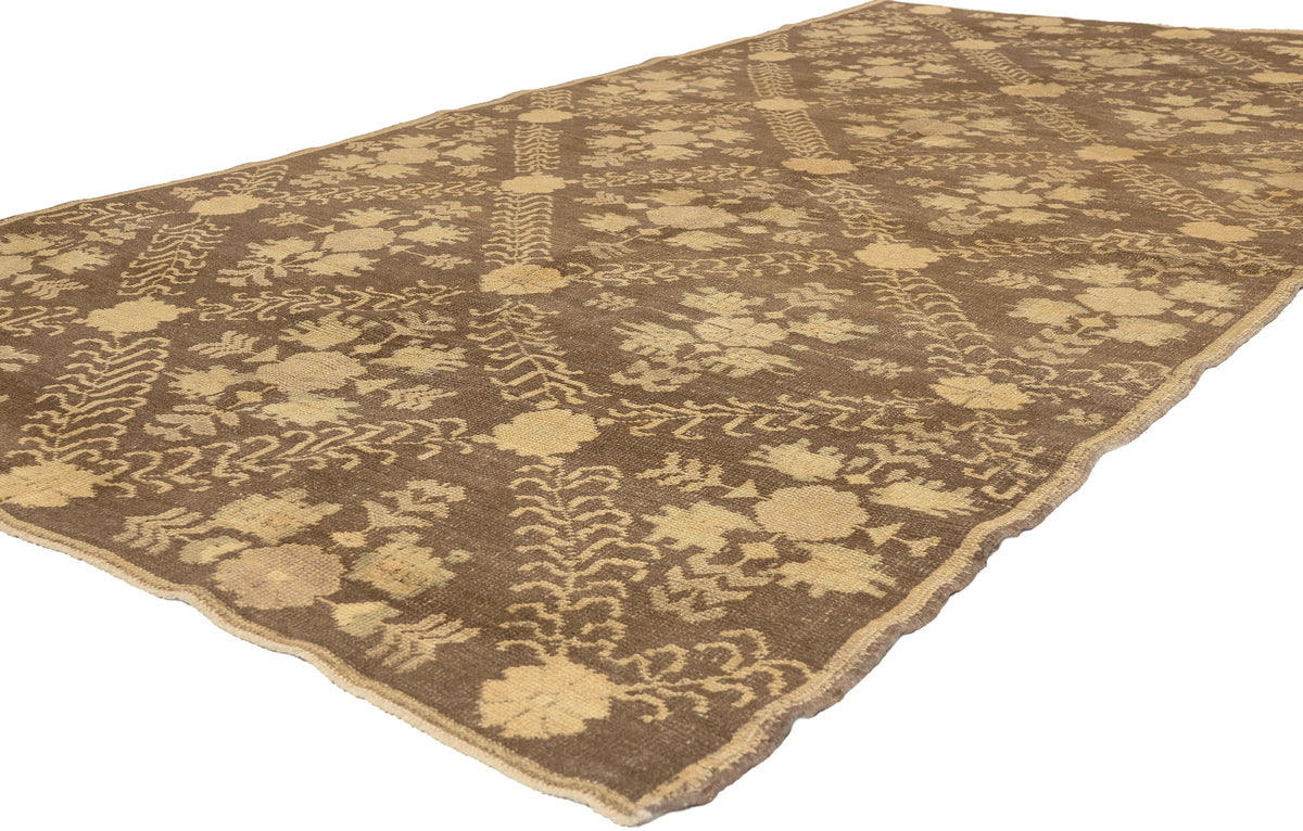 5 x 9 - Brown Vintage Turkish Oushak Rug - 51028