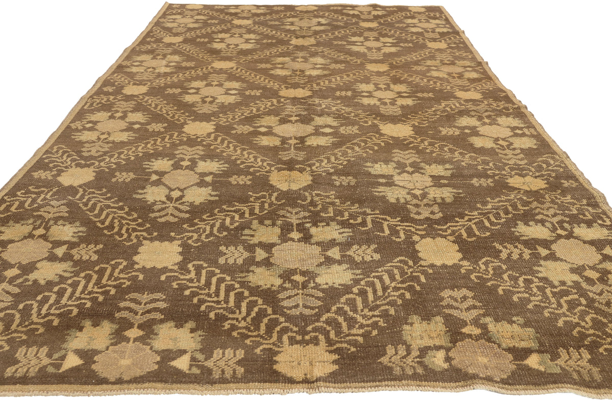 5 x 9 - Brown Vintage Turkish Oushak Rug - 51028