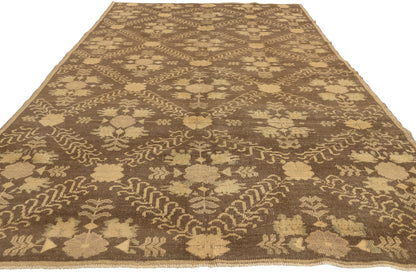 5 x 9 - Brown Vintage Turkish Oushak Rug - 51028