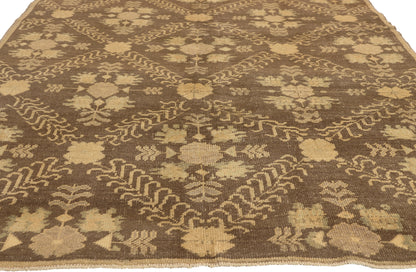 5 x 9 - Brown Vintage Turkish Oushak Rug - 51028