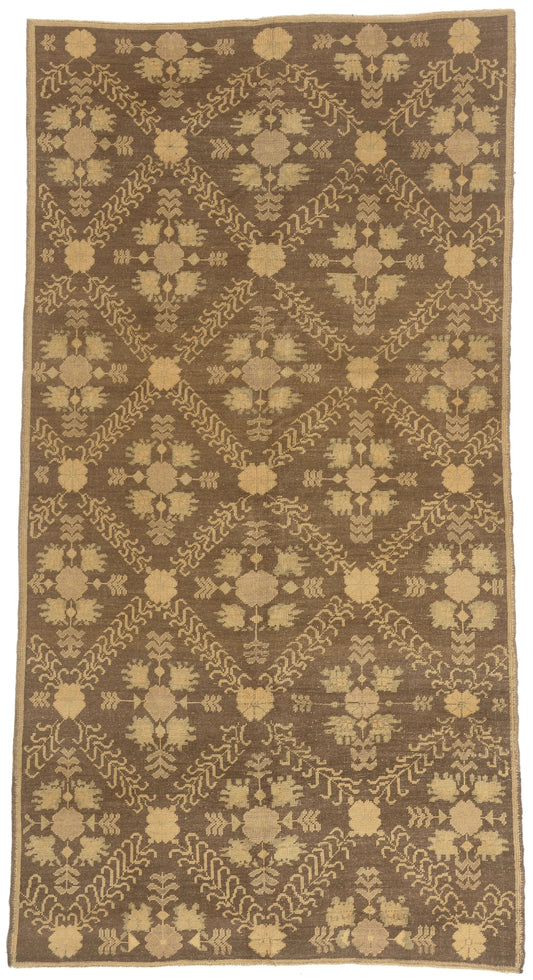5 x 9 - Brown Vintage Turkish Oushak Rug - 51028
