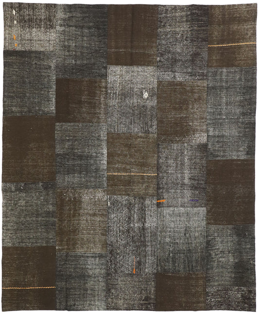 8 x 10 - Brown Vintage Turkish Patchwork Rug - 51064