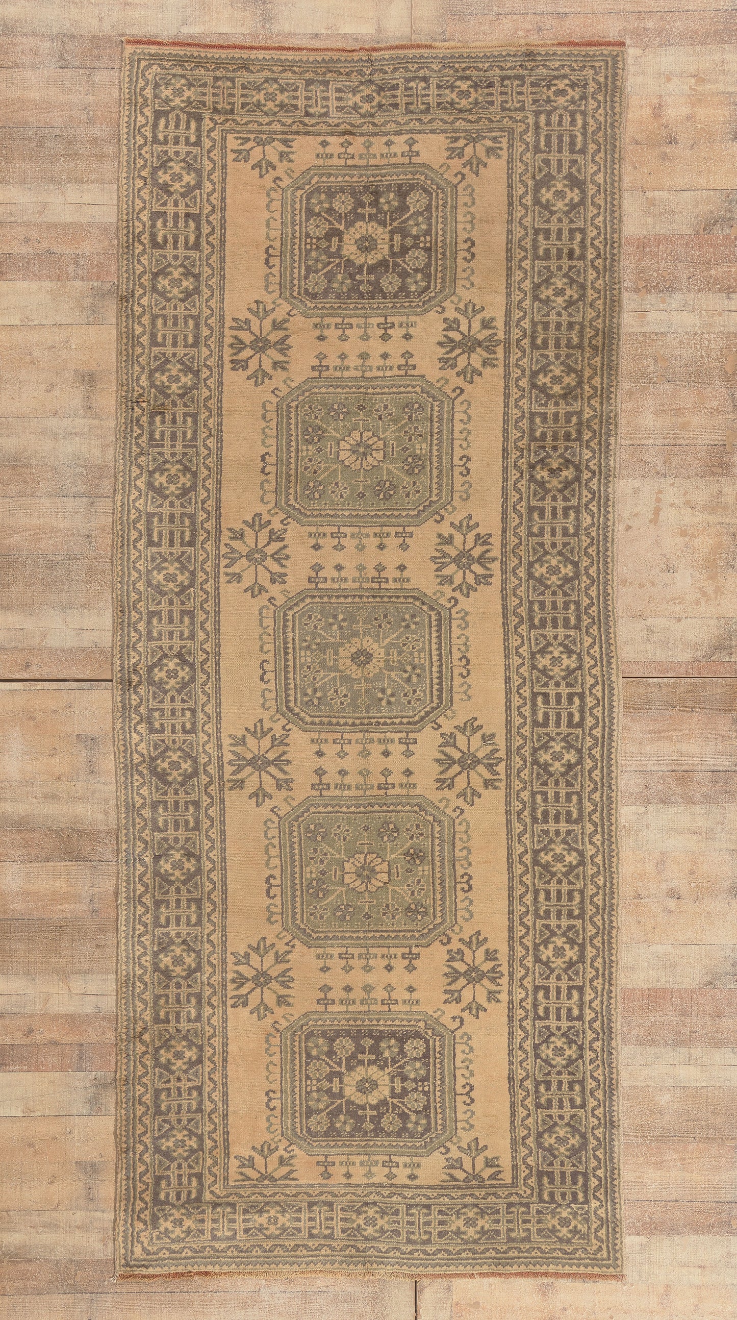 5 x 11 - Tan Vintage Turkish Oushak Rug - 51117