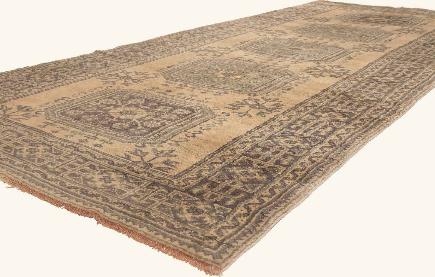 5 x 11 - Tan Vintage Turkish Oushak Rug - 51117
