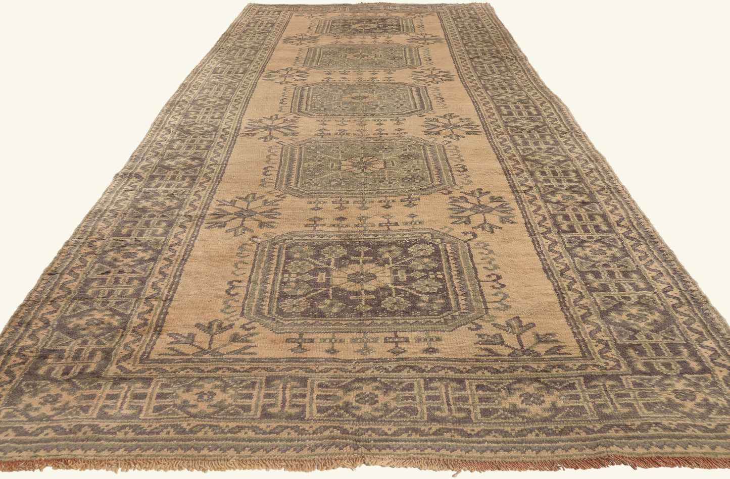 5 x 11 - Tan Vintage Turkish Oushak Rug - 51117