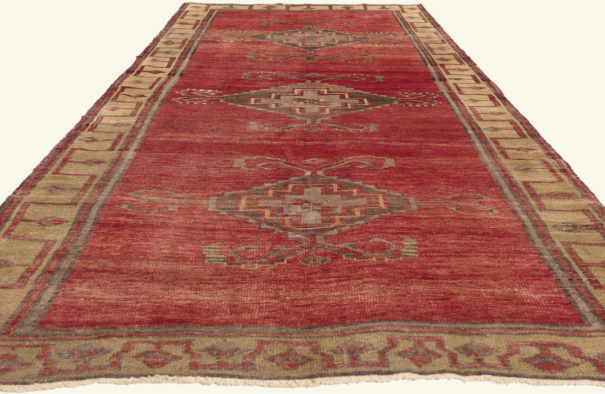 5 x 12 - Red Vintage Turkish Oushak Rug - 51134