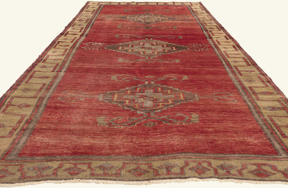 5 x 12 - Red Vintage Turkish Oushak Rug - 51134