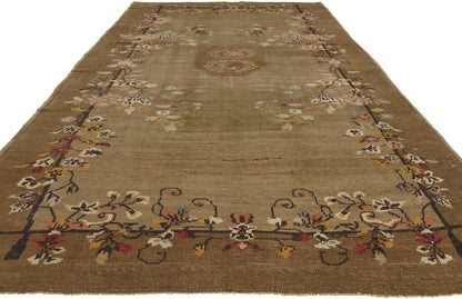 5 x 11 - Brown Vintage Turkish Oushak Rug - 51138