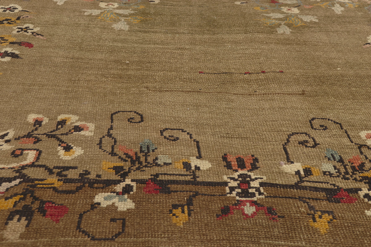 5 x 11 - Brown Vintage Turkish Oushak Rug - 51138