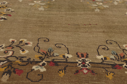 5 x 11 - Brown Vintage Turkish Oushak Rug - 51138