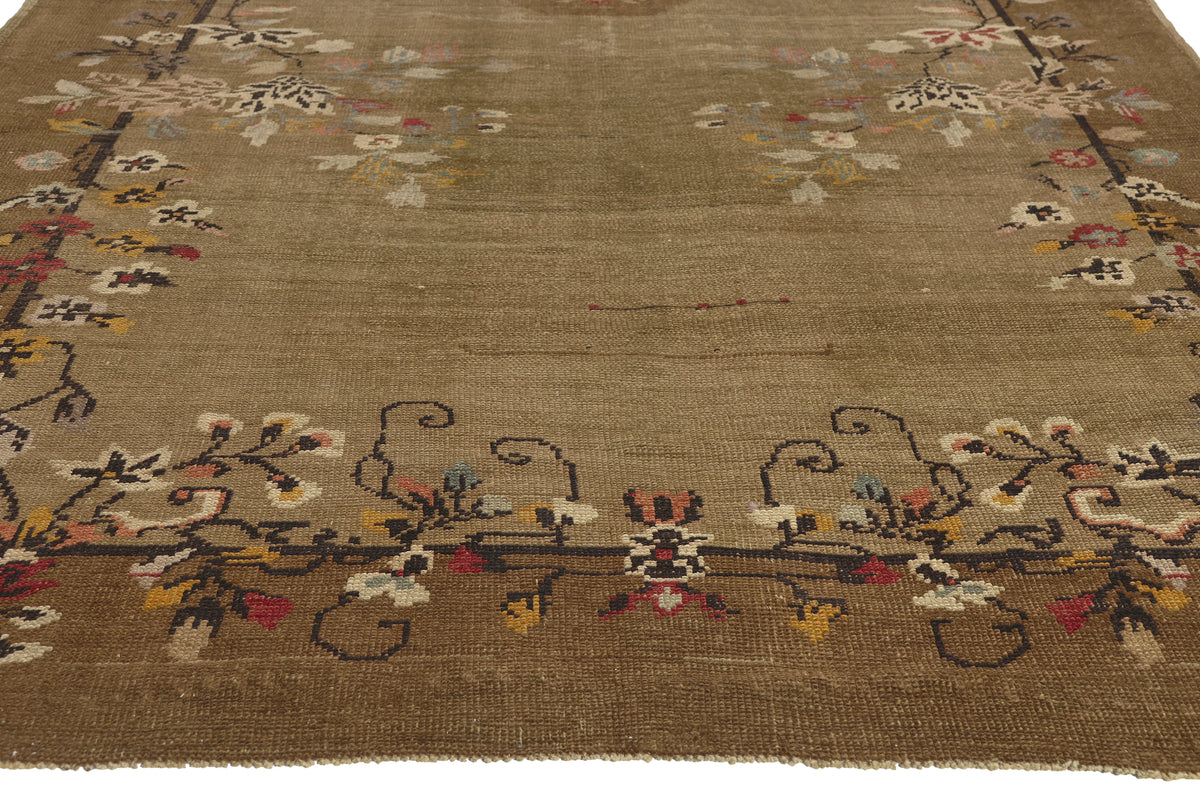 5 x 11 - Brown Vintage Turkish Oushak Rug - 51138