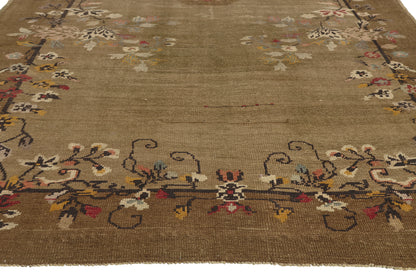 5 x 11 - Brown Vintage Turkish Oushak Rug - 51138