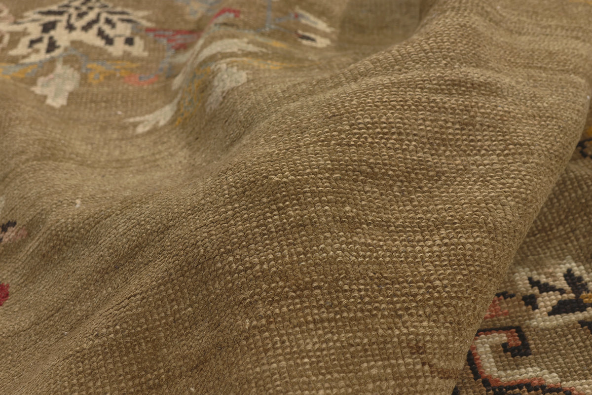 5 x 11 - Brown Vintage Turkish Oushak Rug - 51138
