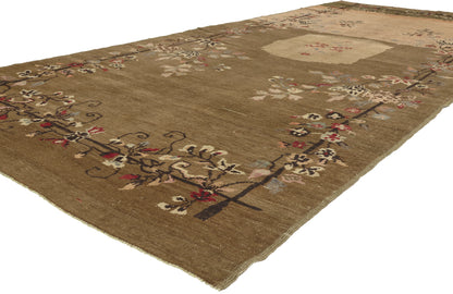 5 x 12 - Brown Vintage Turkish Oushak Rug - 51139