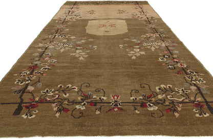 5 x 12 - Brown Vintage Turkish Oushak Rug - 51139