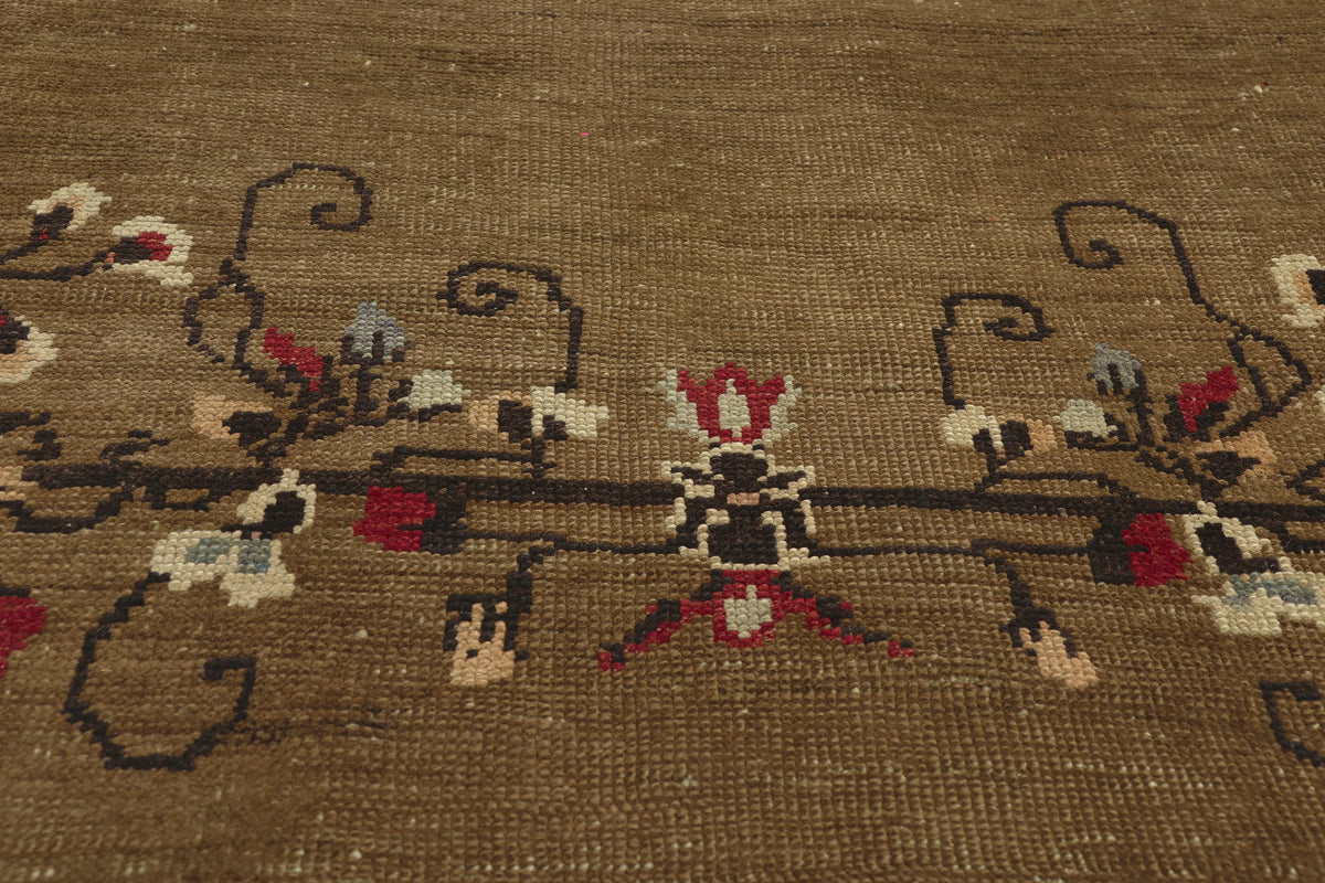 5 x 12 - Brown Vintage Turkish Oushak Rug - 51139