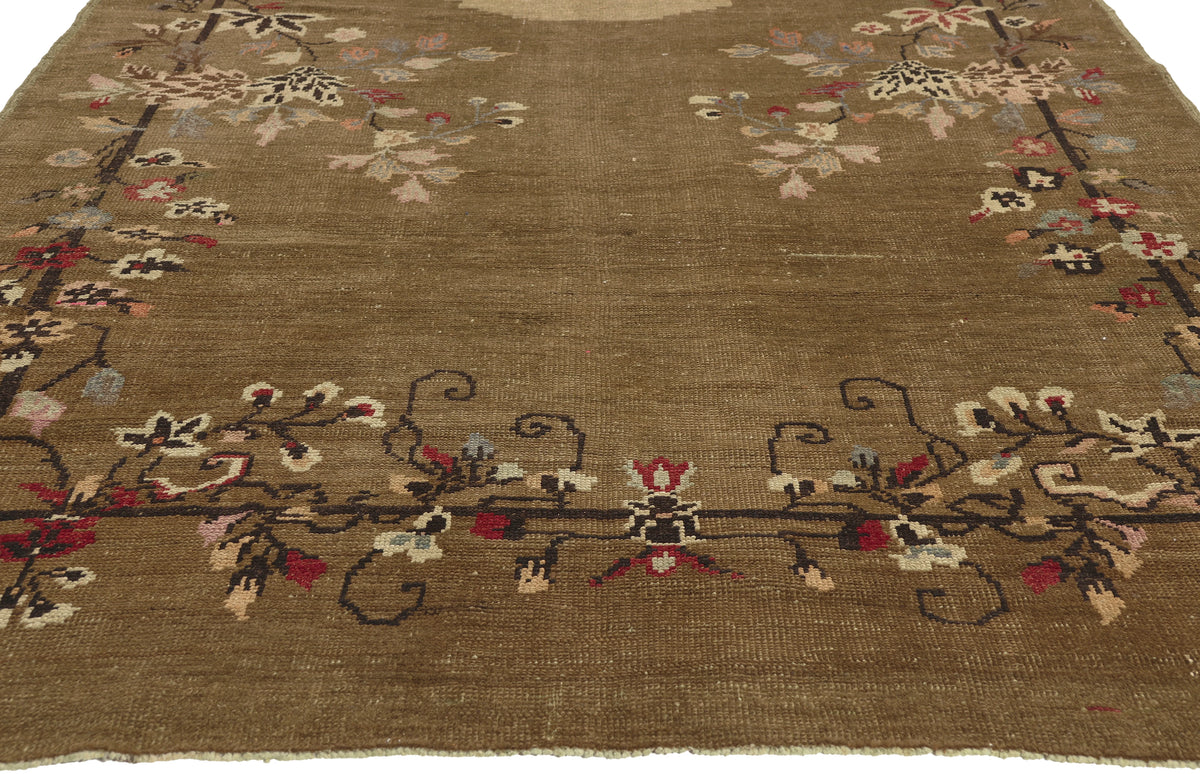 5 x 12 - Brown Vintage Turkish Oushak Rug - 51139