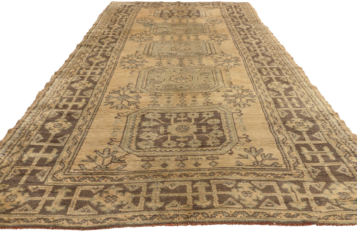 5 x 11 - Tan Vintage Turkish Oushak Rug - 51140