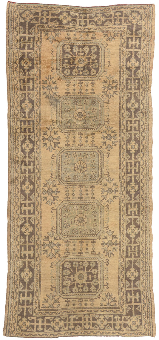 5 x 11 - Tan Vintage Turkish Oushak Rug - 51140