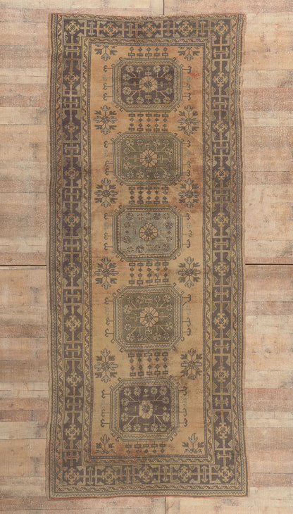 5 x 11 - Brown Vintage Turkish Oushak Rug - 51143