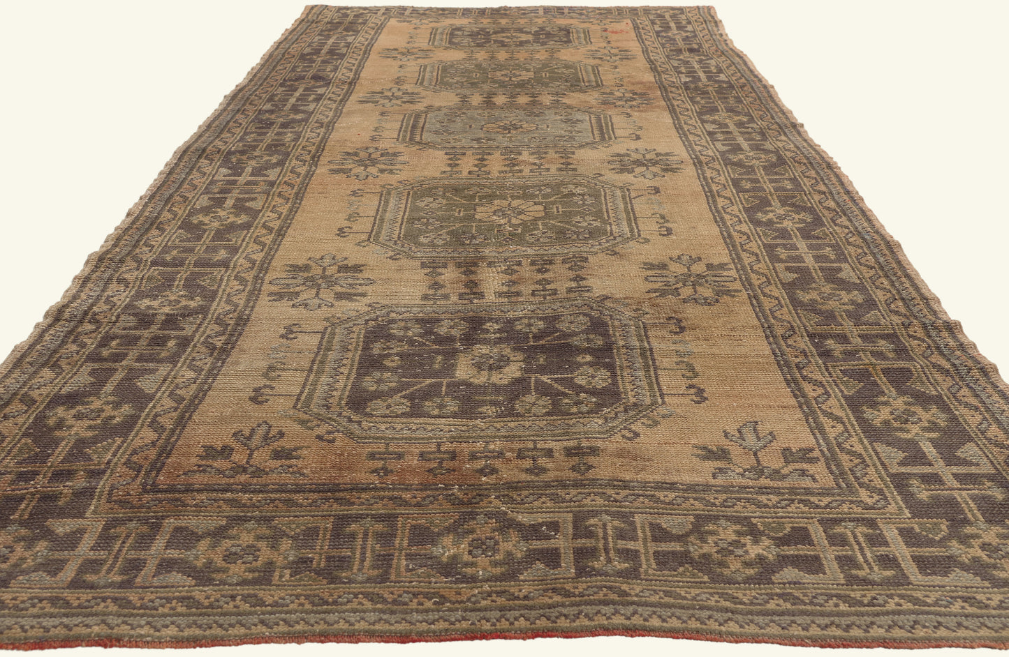 5 x 11 - Brown Vintage Turkish Oushak Rug - 51143