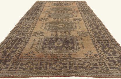 5 x 11 - Brown Vintage Turkish Oushak Rug - 51143