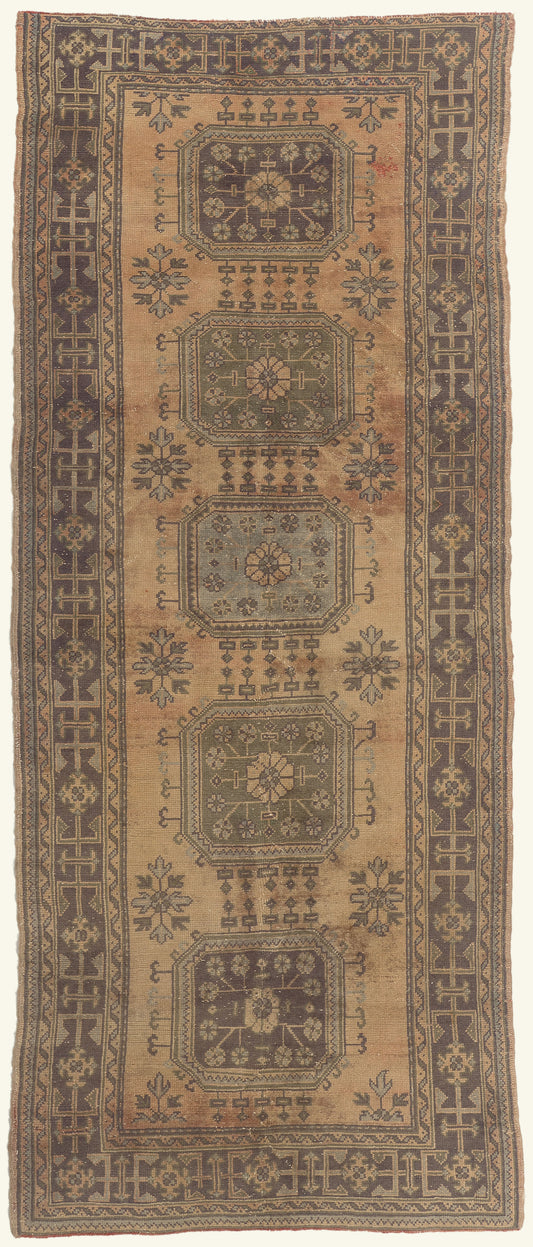 5 x 11 - Brown Vintage Turkish Oushak Rug - 51143