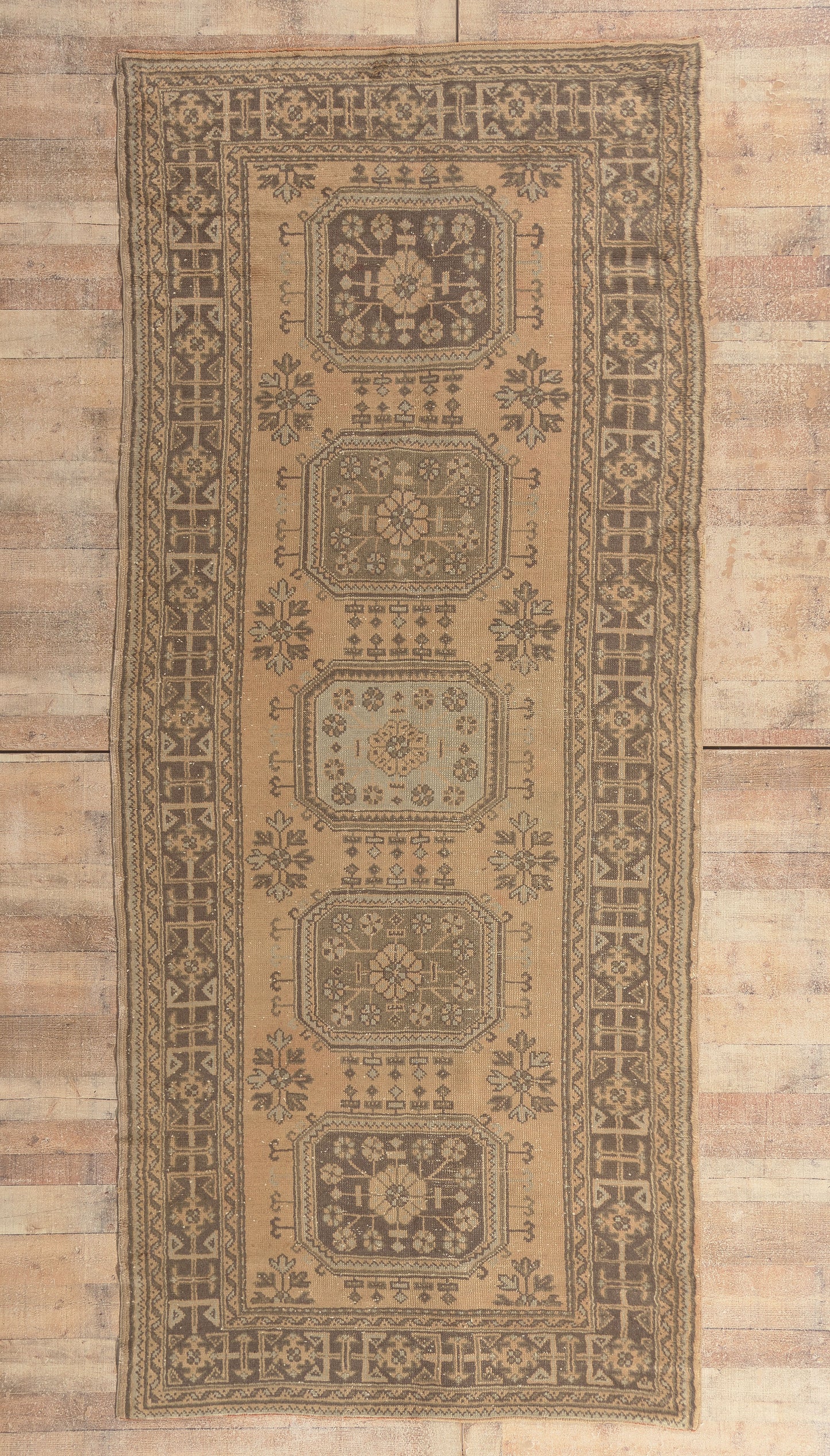 5 x 12 - Brown Vintage Turkish Oushak Rug - 51144