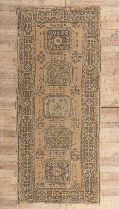 5 x 12 - Brown Vintage Turkish Oushak Rug - 51144