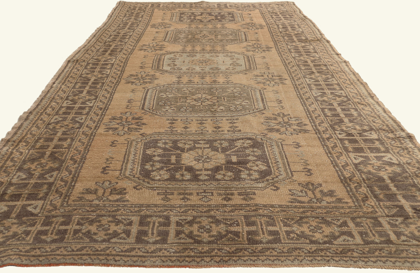 5 x 12 - Brown Vintage Turkish Oushak Rug - 51144