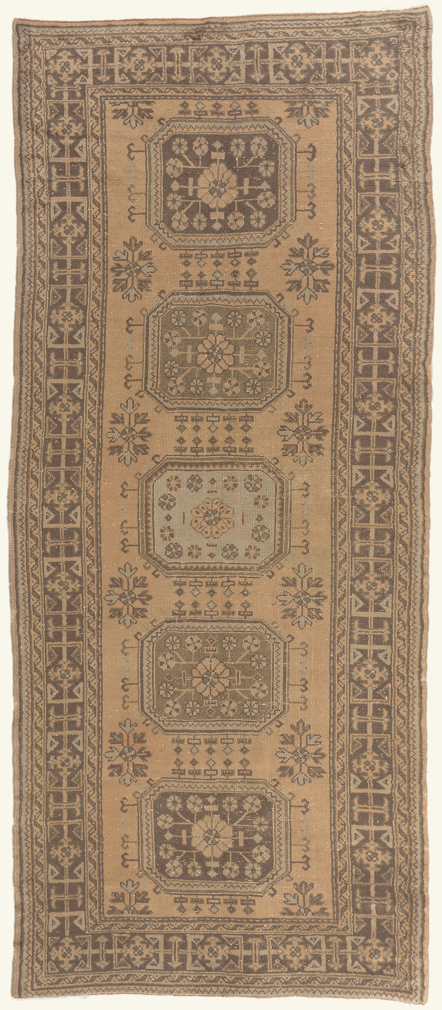 5 x 12 - Brown Vintage Turkish Oushak Rug - 51144