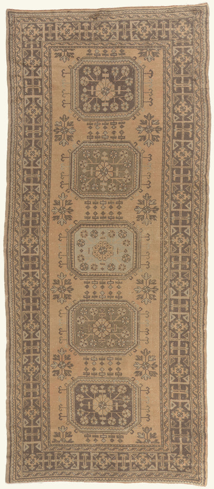 5 x 12 - Brown Vintage Turkish Oushak Rug - 51144