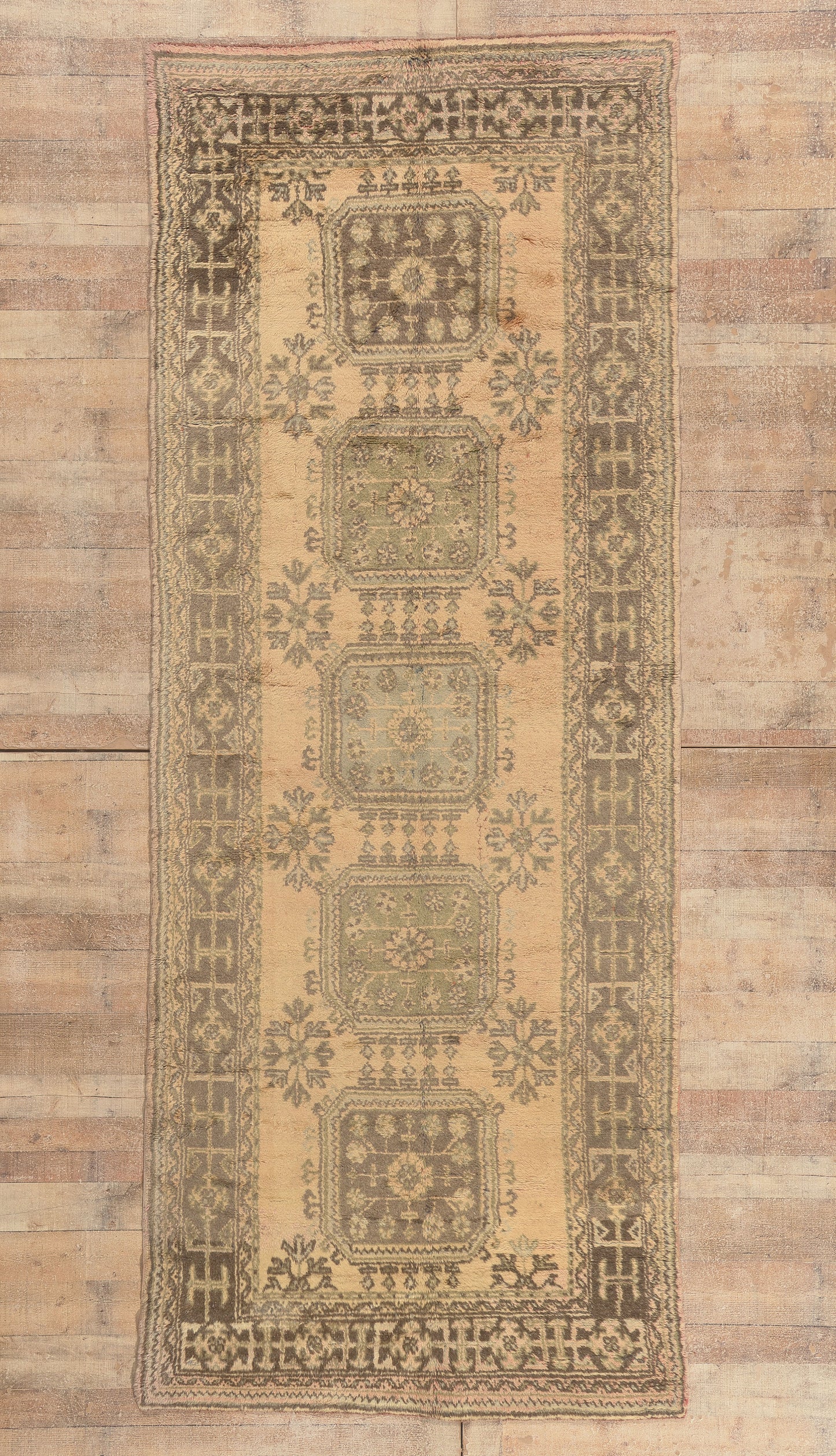 5 x 12 - Brown Vintage Turkish Oushak Rug - 51145