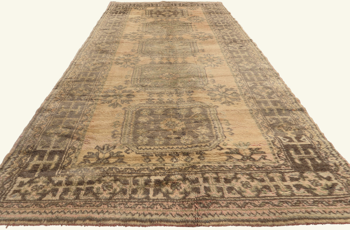5 x 12 - Brown Vintage Turkish Oushak Rug - 51145