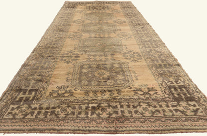 5 x 12 - Brown Vintage Turkish Oushak Rug - 51145