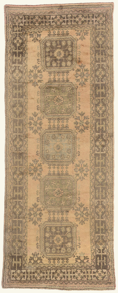 5 x 12 - Brown Vintage Turkish Oushak Rug - 51145
