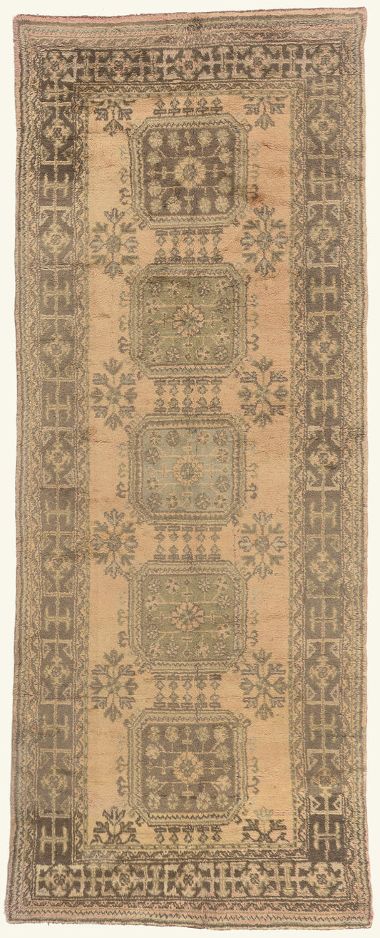 5 x 12 - Brown Vintage Turkish Oushak Rug - 51145