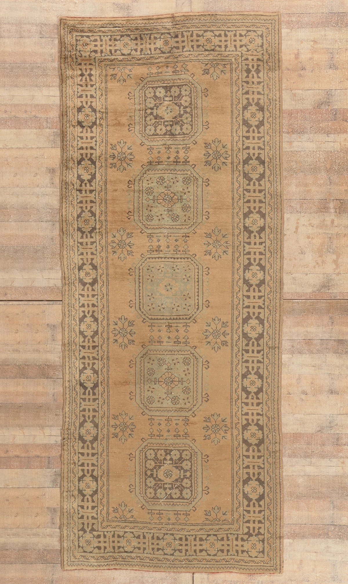 5 x 12 - Brown Vintage Turkish Oushak Rug - 51146